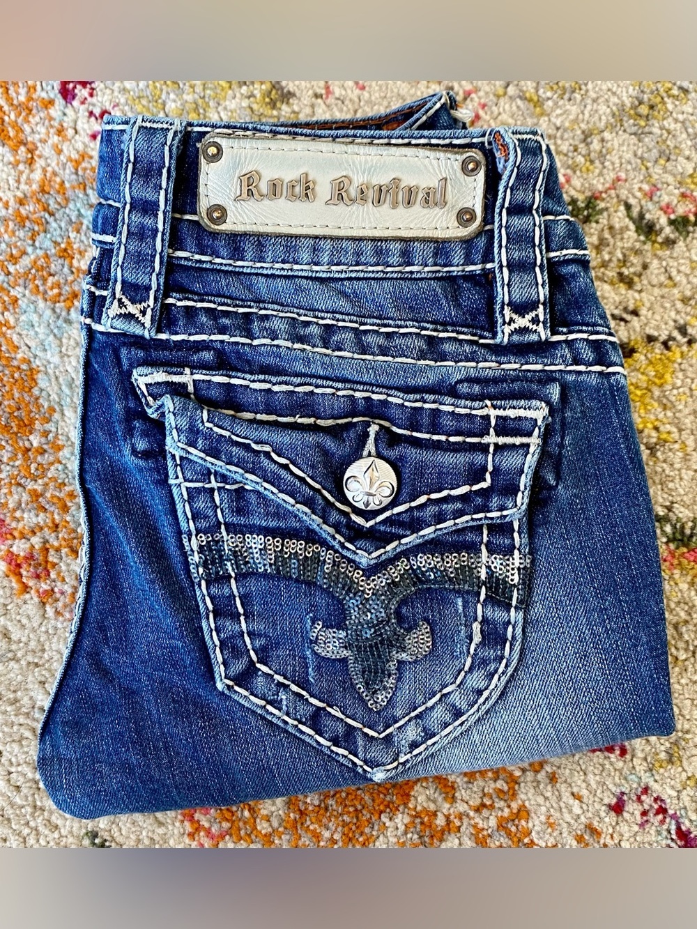 Rock Revival Jen Sequin Skinny Jeans Women’s Size 25